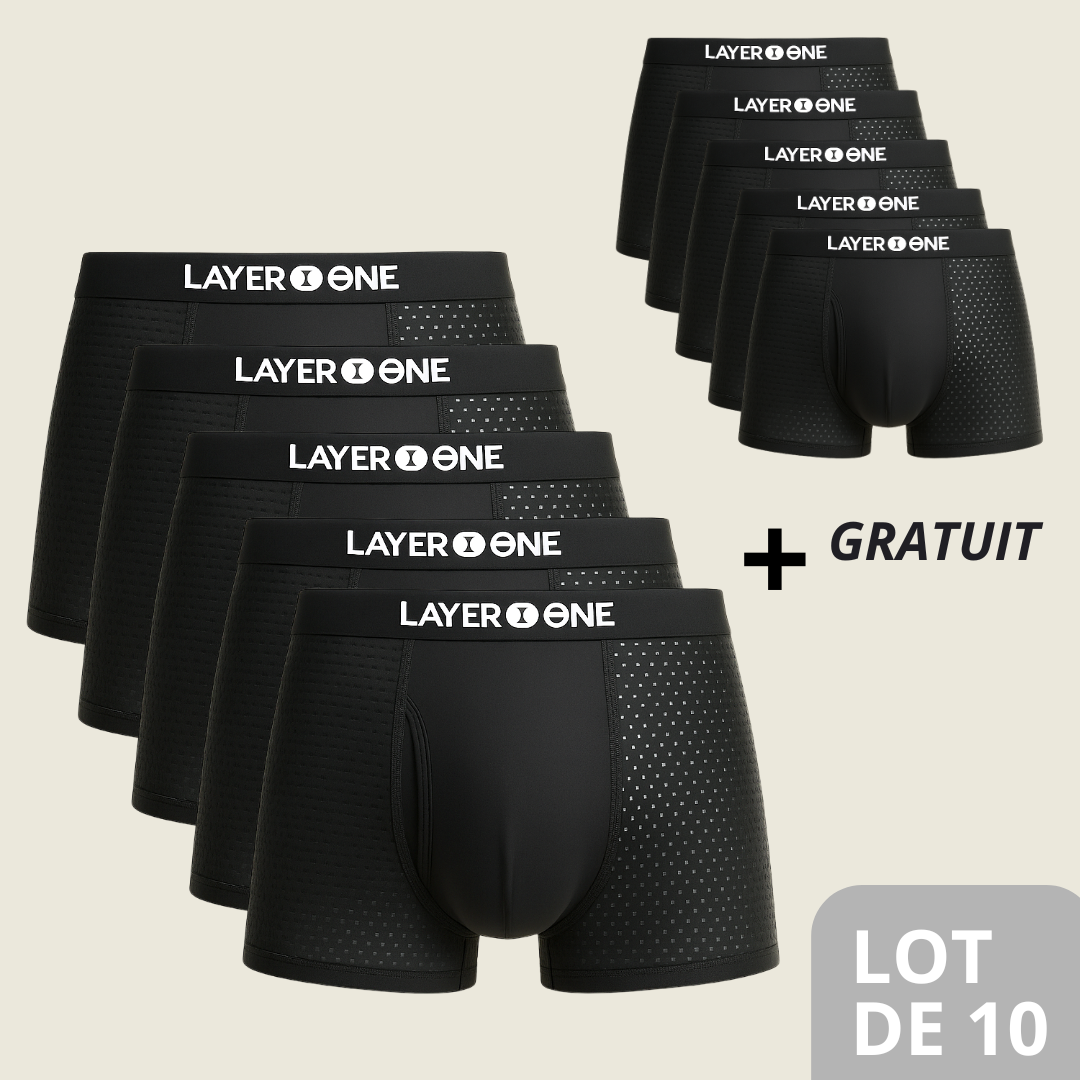 LAYER ONE® Caleçon en fibre de Bambou Pack de 5 | + 5 OFFERTS (Noir)