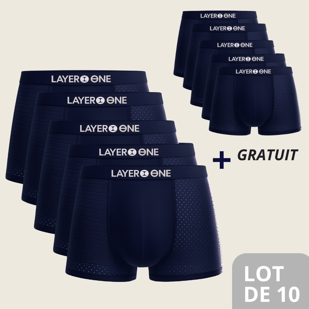 LAYER ONE® Caleçon en fibre de Bambou Pack de 5 | + 5 OFFERTS (Bleu Marine)