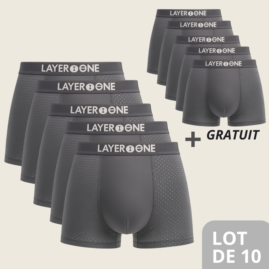 LAYER ONE® Caleçon en fibre de Bambou Pack de 5 | + 5 OFFERTS (Gris)