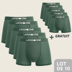 LAYER ONE® Caleçon en fibre de Bambou Pack de 5 | + 5 OFFERTS (Vert)