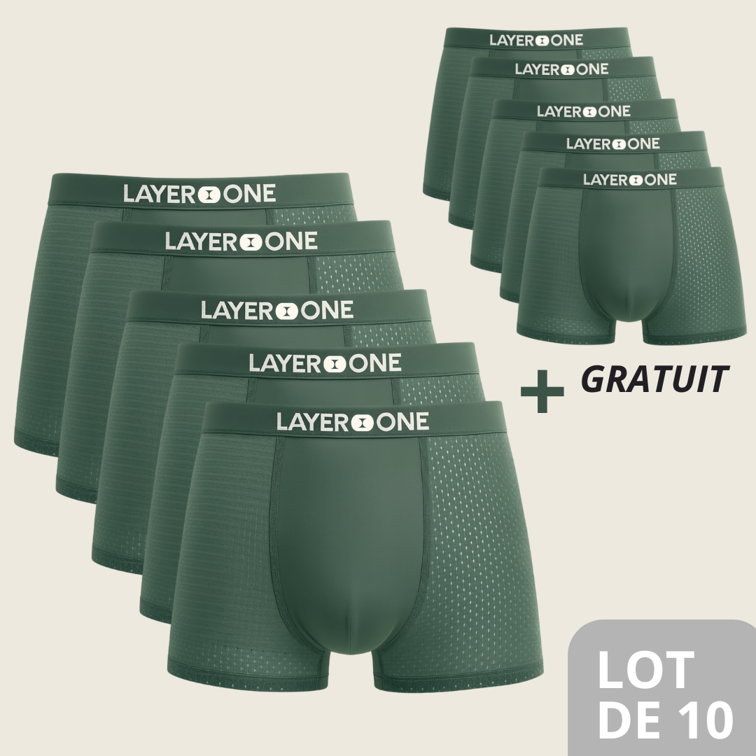 LAYER ONE® Caleçon en fibre de Bambou Pack de 5 | + 5 OFFERTS (Vert)