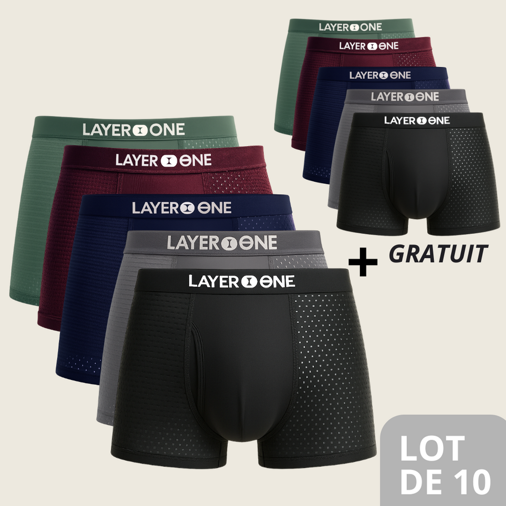 LAYER ONE® Caleçon en fibre de Bambou Pack de 5 | + 5 OFFERTS (Multicolore)