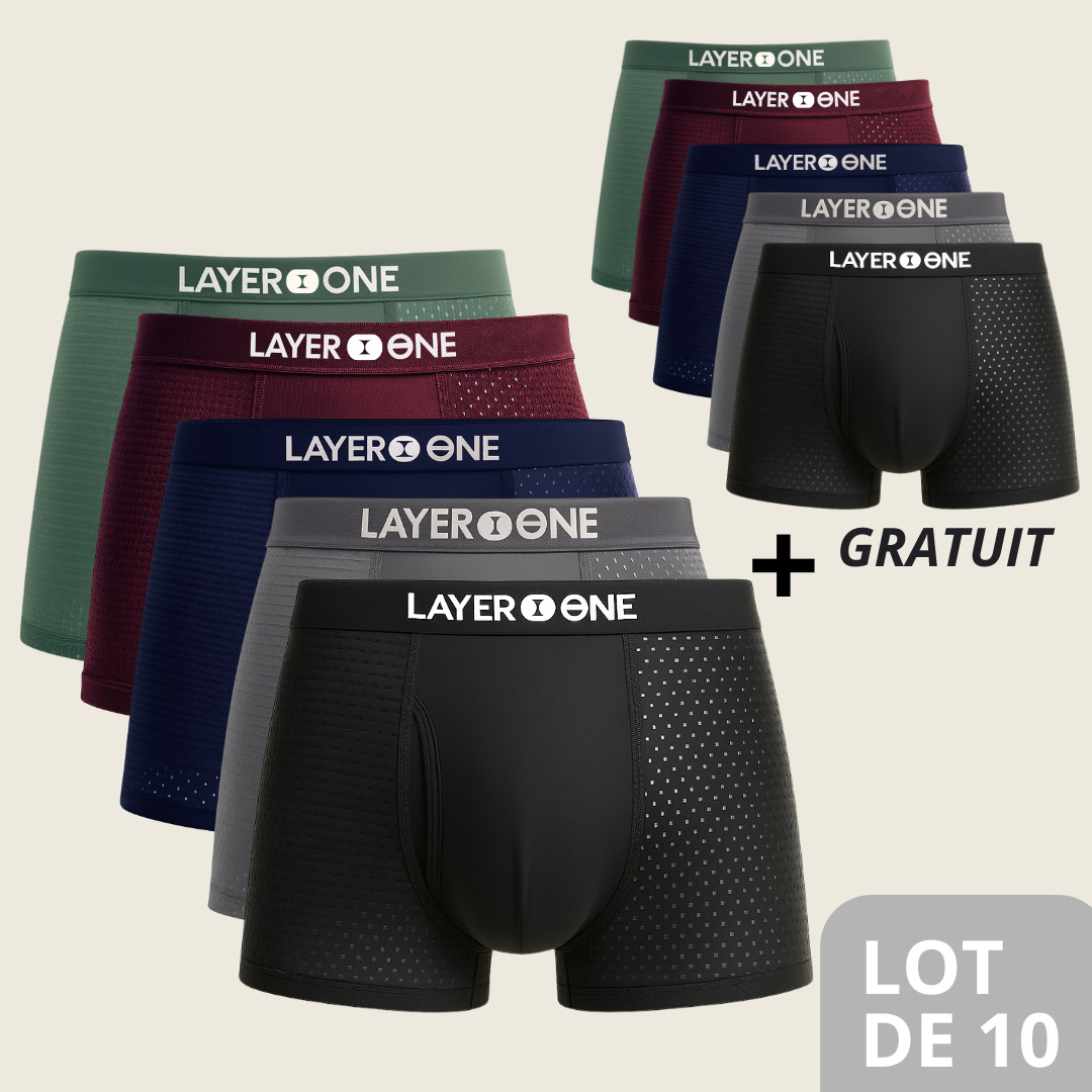 LAYER ONE® Caleçon en fibre de Bambou Pack de 5 | + 5 OFFERTS (Multicolore)